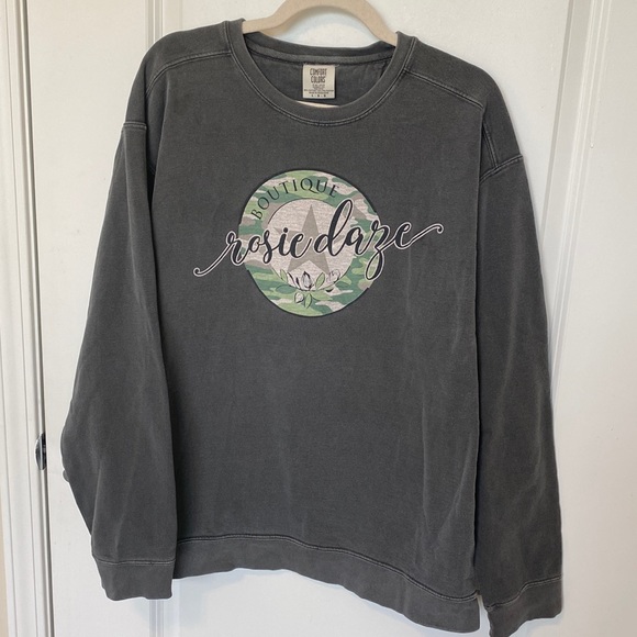 Comfort Colors Sweaters - Rosie Daze Boutique Logo Sweatshirt- Gray
